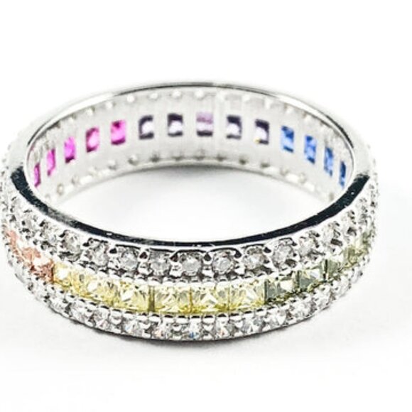 Kelly Multi 925 Sterling Silver Band Ring - Picture 2 of 3